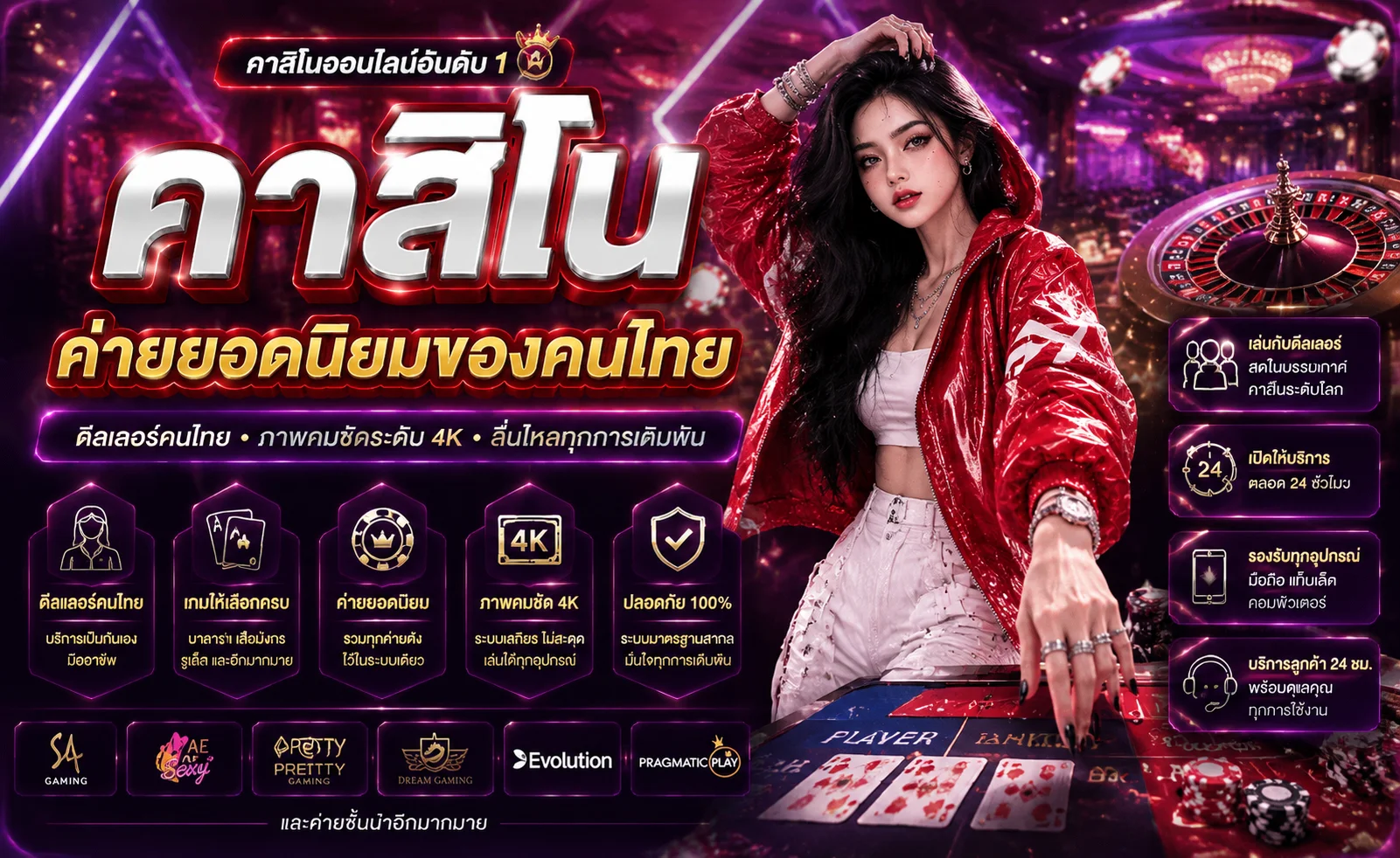 คาสิโนออนไลน์ถ่ายทอดสด บาคาร่า รูเล็ต บน SLOTNIX